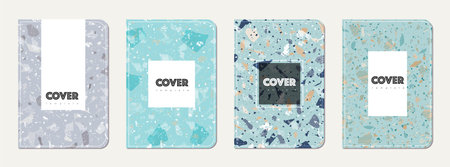 Notepad cover design. Terrazzo abstract background made of natural stones, granite, quartz and...