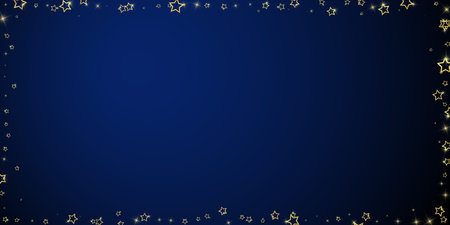 Starry night fairy tale background. Cute sparkling twinkles, christmas spirit in the air. Festive stars vector illustration on dark blue background.のイラスト素材