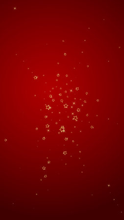 Starry night fairy tale background. Cute sparkling twinkles, christmas spirit in the air. Festive stars vector illustration on red background.のイラスト素材