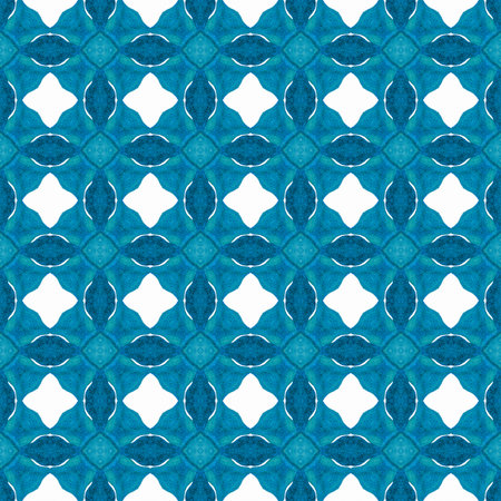 Hand painted tiled watercolor border. Blue rare boho chic summer design. Tiled watercolor...