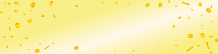 Korean won coins falling. Scattered gold WON coins. Korea money. Global financial crisis concept. Panoramic vector illustration.のイラスト素材
