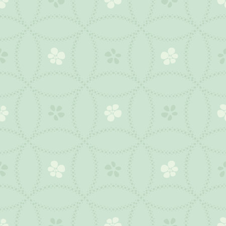 Regular circles hand drawn in ink. Round seamless pattern with doodle spots and flowers. Vector background for fabric, wrapping or wallpaper.のイラスト素材