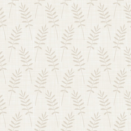 Pinnate leaves on a beige fabric background. The texture of the linen fibers. Regular floral repeating pattern. Vector background for cards, wrapping or wallpaper.のイラスト素材
