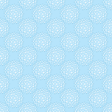 Winter blue roses or snowflakes. Abstract seamless pattern. Doodle circles in regular grid. Hand drawn elements background for wallpaper, wrapping, fabric or cards.のイラスト素材