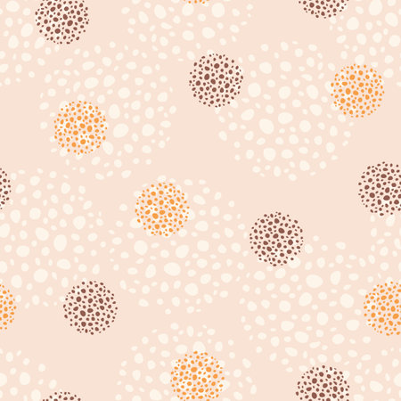 Scattered dotted circles in natural skin colors. Abstract doodle seamless pattern. Hand drawn elements background for wallpaper, wrapping, fabric or cards.のイラスト素材