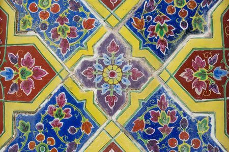 Ceramic wall in the templeの写真素材