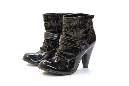 Sexy brown high heels shoes on a whiteの写真素材