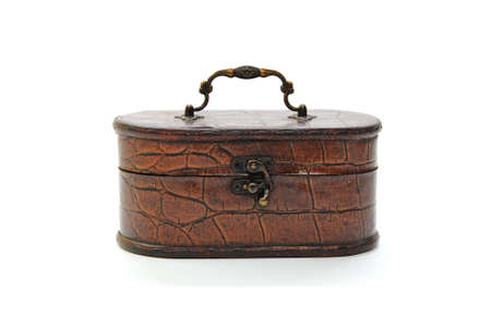 old wooden casket on a white backgroundの写真素材