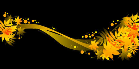 autumnal leaves on black backgroundのイラスト素材