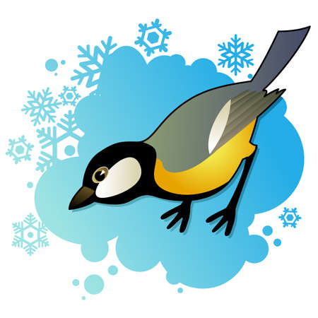 tit on winter backgroundのイラスト素材