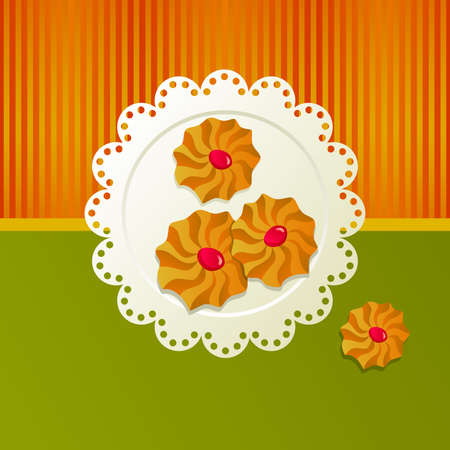 Cookies on a white napkin.のイラスト素材