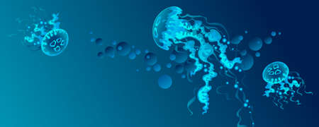 Jellyfish at the blue background.のイラスト素材
