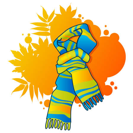 Fashionable scarf on autumnal backgroundのイラスト素材