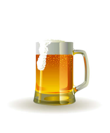 Beer mug with froth over white backgroundのイラスト素材