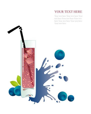 Glass of blueberry juice on a white backgroundのイラスト素材