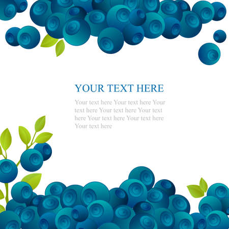 Fresh blueberry with green leafs on white backgroundのイラスト素材