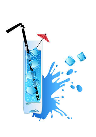 Blue tropical cocktail with ice のイラスト素材