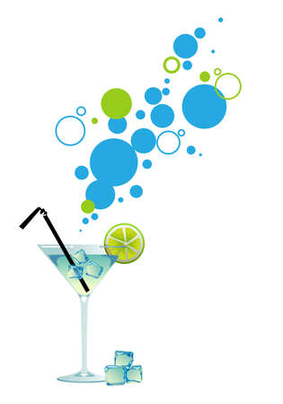 Martini with ice and lime のイラスト素材