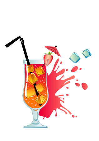 Tropical cocktail with strawberry and ice のイラスト素材