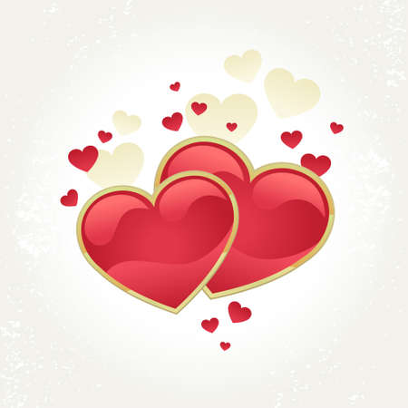 Valentine s day card with two red heartsのイラスト素材