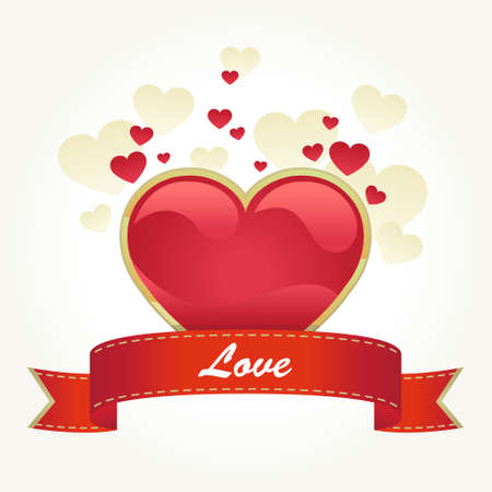 Valentine s day card with red heart and ribbonのイラスト素材