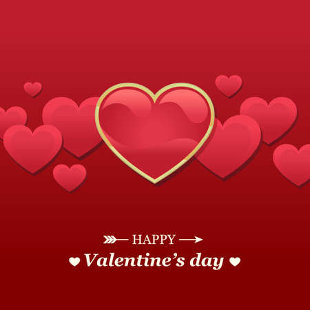 Valentine s day card with red heartsのイラスト素材