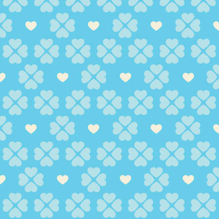 Seamless beige heart pattern on blue background のイラスト素材