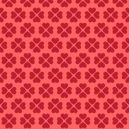 Seamless pink heart pattern on red background のイラスト素材