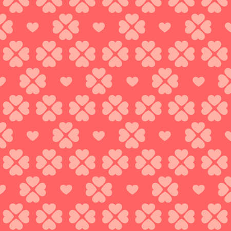 Seamless pink heart pattern on red background のイラスト素材