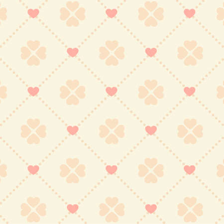 Seamless pink heart pattern on light background のイラスト素材