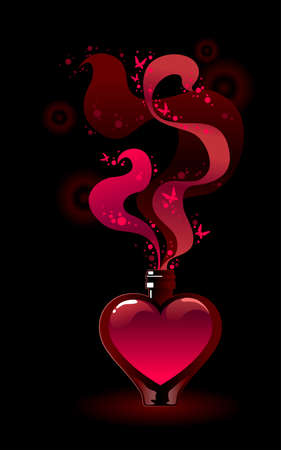 Glass bottle filled with a pink love potionのイラスト素材