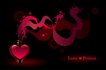 Glass bottle filled with a pink love potionのイラスト素材