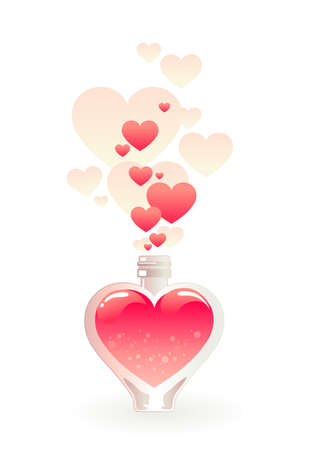 Glass bottle filled with a pink love potionのイラスト素材