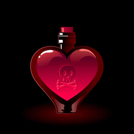 Glass bottle filled with a pink love potionのイラスト素材