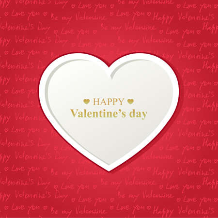 Valentine s day card with white heart on red backgroundのイラスト素材