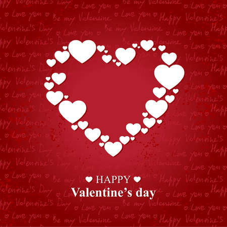Valentine s day card with white hearts on red backgroundのイラスト素材