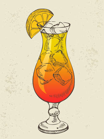 Cocktail tequila sunrise with ice のイラスト素材
