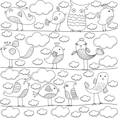bird and cloundのイラスト素材