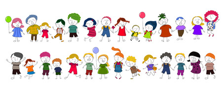 Cute cartoon kids playing のイラスト素材