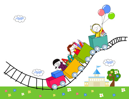 Children and trainのイラスト素材