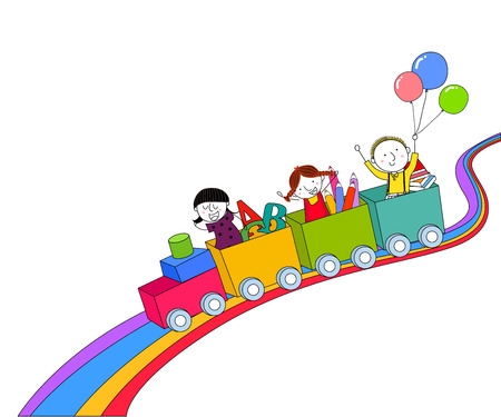 Children and trainのイラスト素材