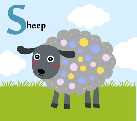 Animal alphabet for the kids S for the Sheepのイラスト素材