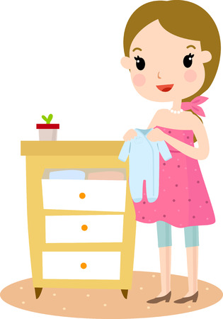 Pregnant with baby clothesのイラスト素材