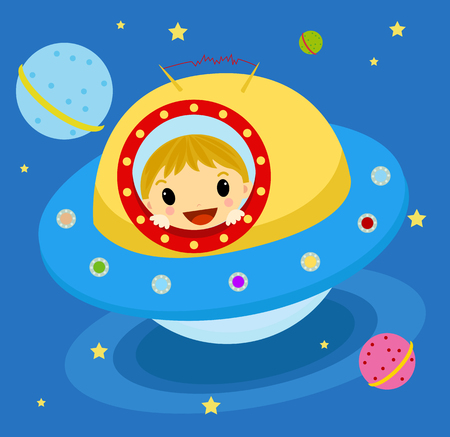   Save Download Preview	  	 Space greeting and boyのイラスト素材