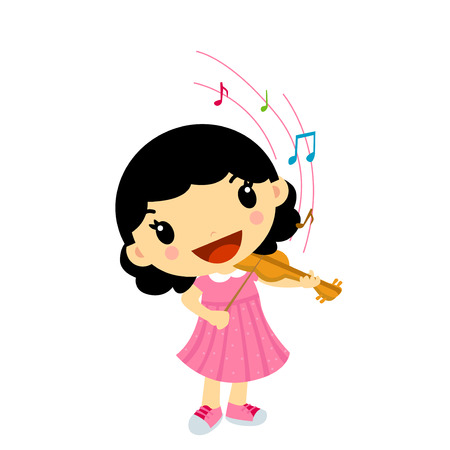 A girl playing violin のイラスト素材