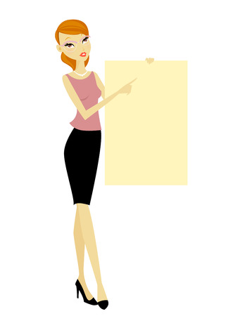 girl and bannerのイラスト素材