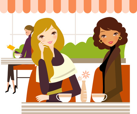 Three ladies drinking coffeeのイラスト素材