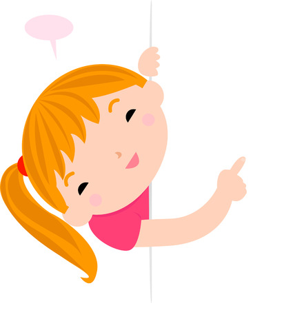 girl and bannerのイラスト素材