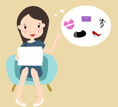 Shopping on webのイラスト素材