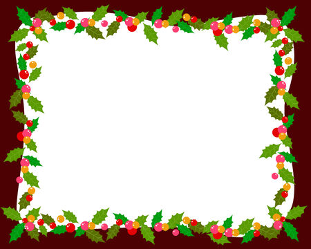 christmas frame with hollyのイラスト素材